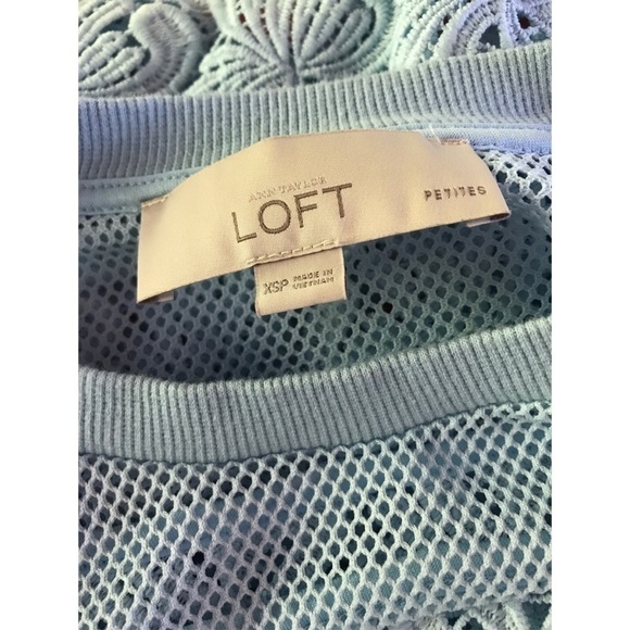 EUC LOFT Crochet Light Blue Blouse PXS - Picture 3 of 7
